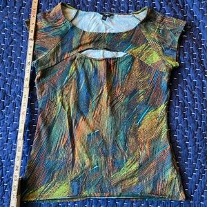 Guess Feather Print Keyhole Shirt